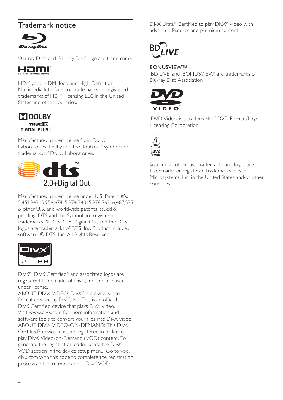 Philips Reproductor de Blu-ray Disc User Manual | Page 4 / 50