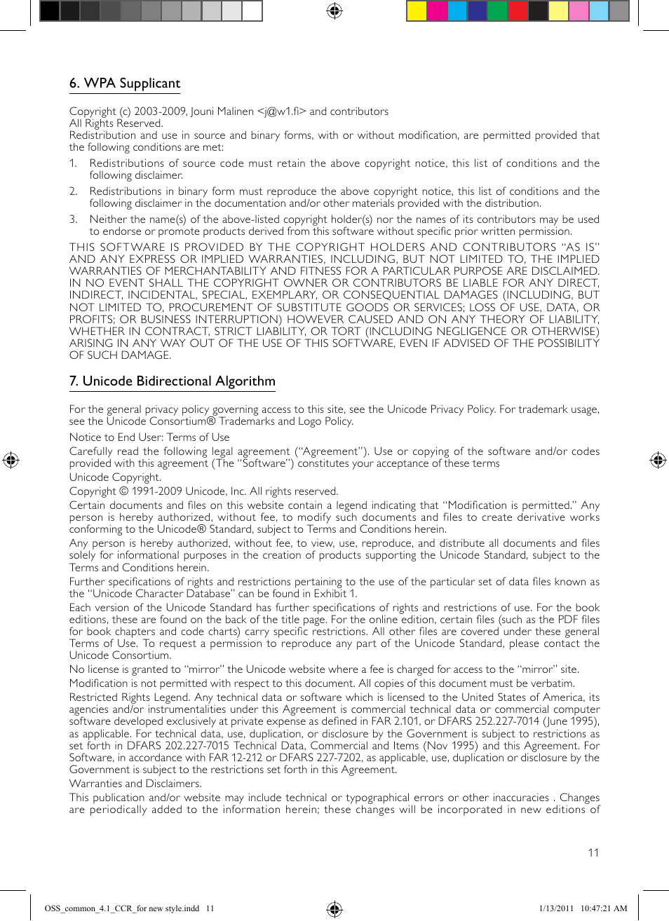 Wpa supplicant, Unicode bidirectional algorithm | Philips Reproductor de Blu-ray Disc User Manual | Page 41 / 50