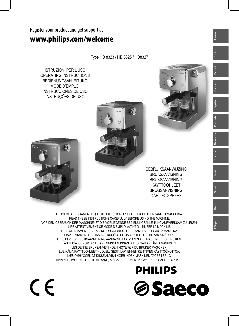 Philips Saeco Poemia Cafetera expreso manual User Manual | 104 pages