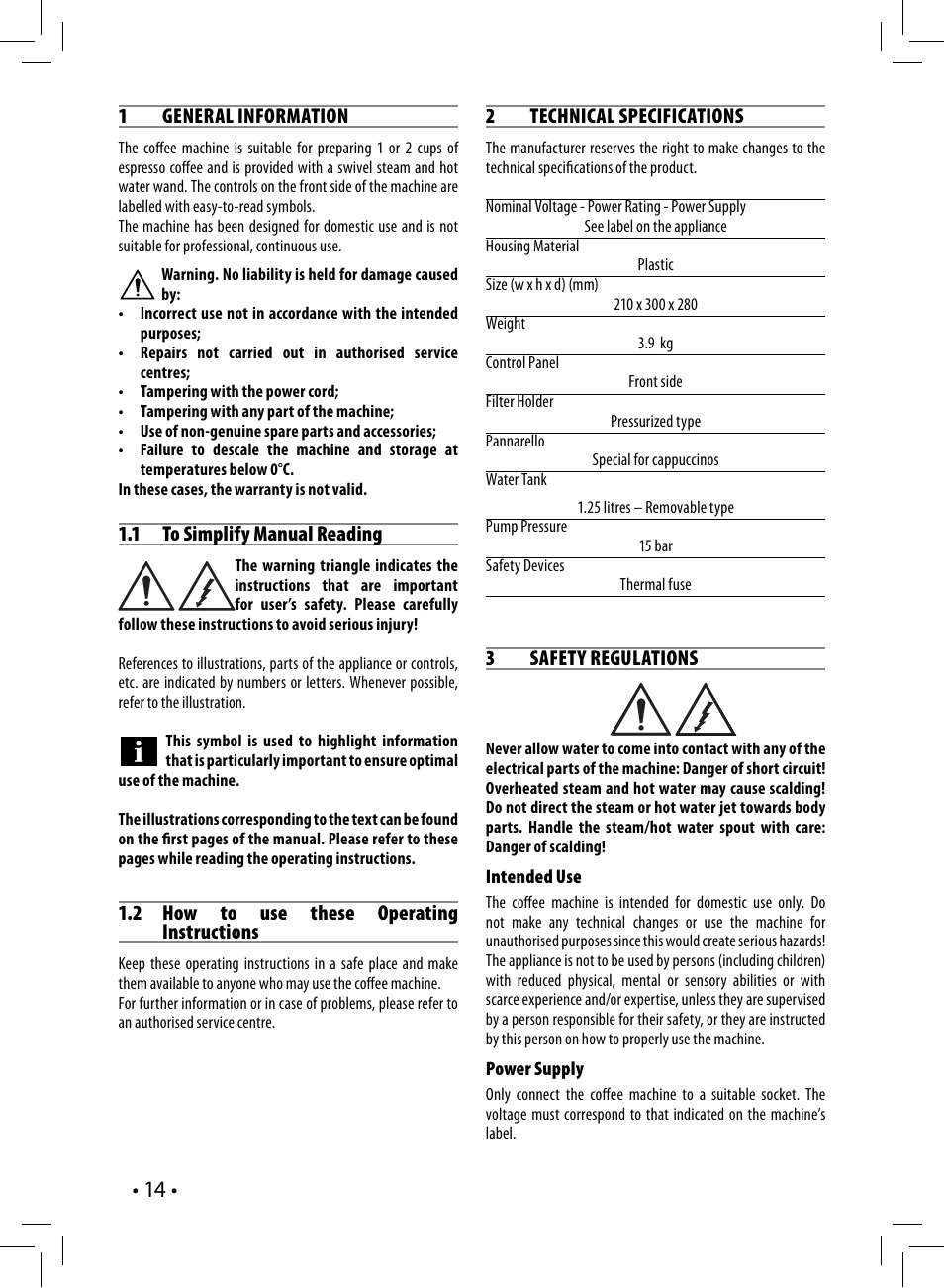 Philips Saeco Poemia Cafetera expreso manual User Manual | Page 14 / 104