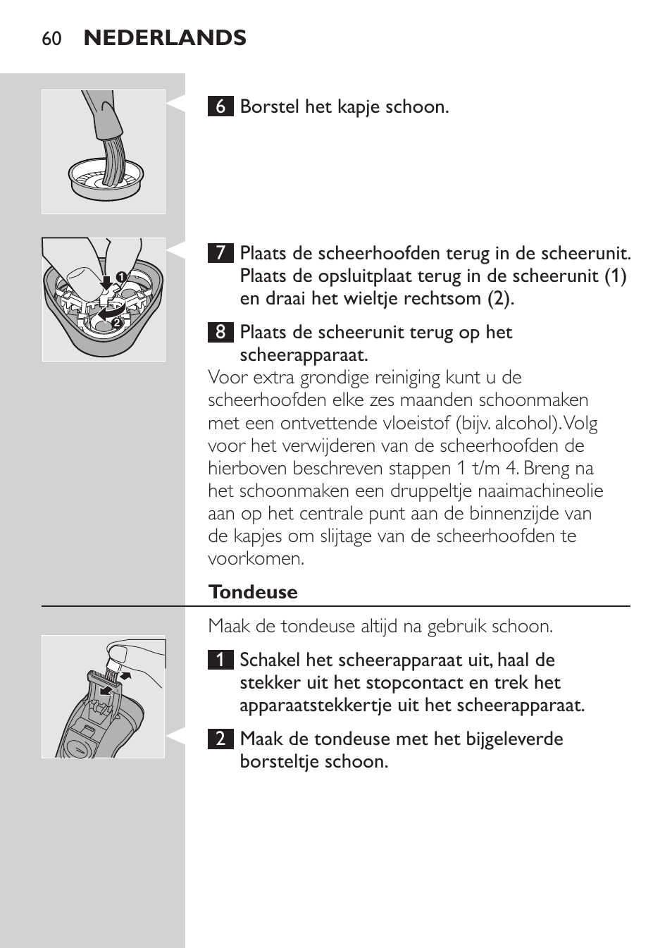 Tondeuse, Nederlands | Philips Afeitadora eléctrica User Manual | Page 58 / 84