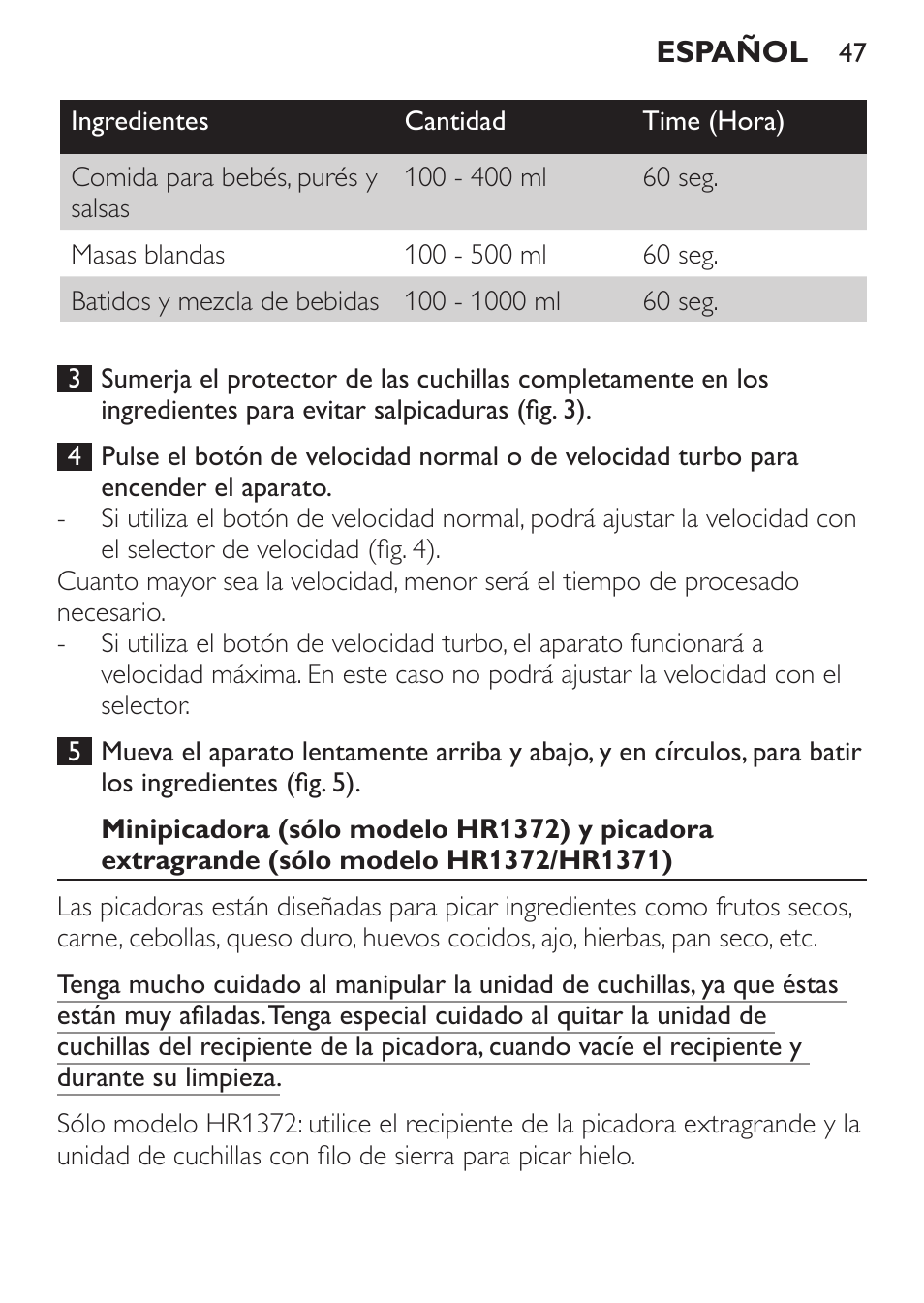 Philips Pure Essentials Collection Batidora de mano User Manual | Page 47 / 128