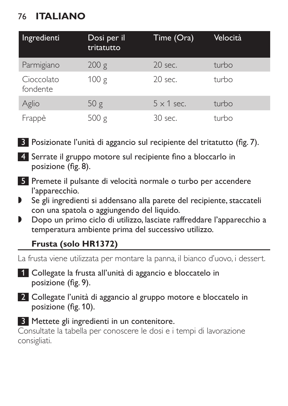 Frusta (solo hr1372) | Philips Pure Essentials Collection Batidora de mano User Manual | Page 76 / 128