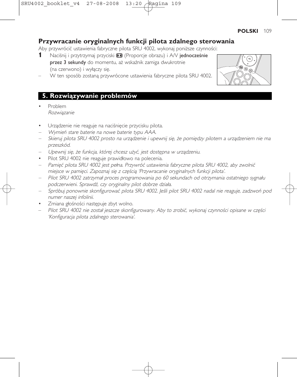 Rozwiązywanie problemów | Philips Mando a distancia universal User Manual | Page 108 / 115