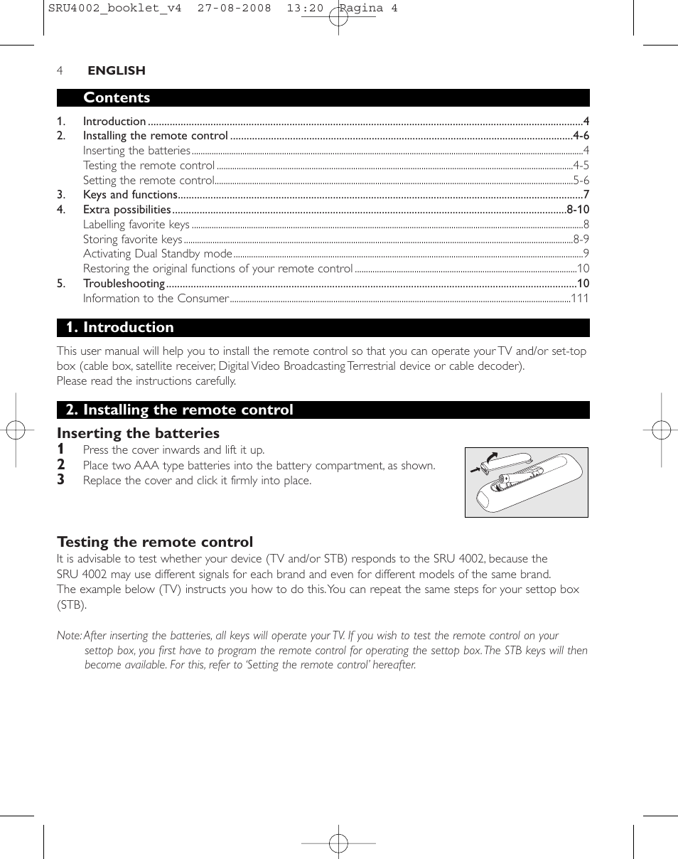 Philips Mando a distancia universal User Manual | Page 3 / 115
