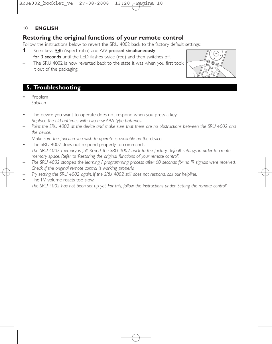 Troubleshooting | Philips Mando a distancia universal User Manual | Page 9 / 115