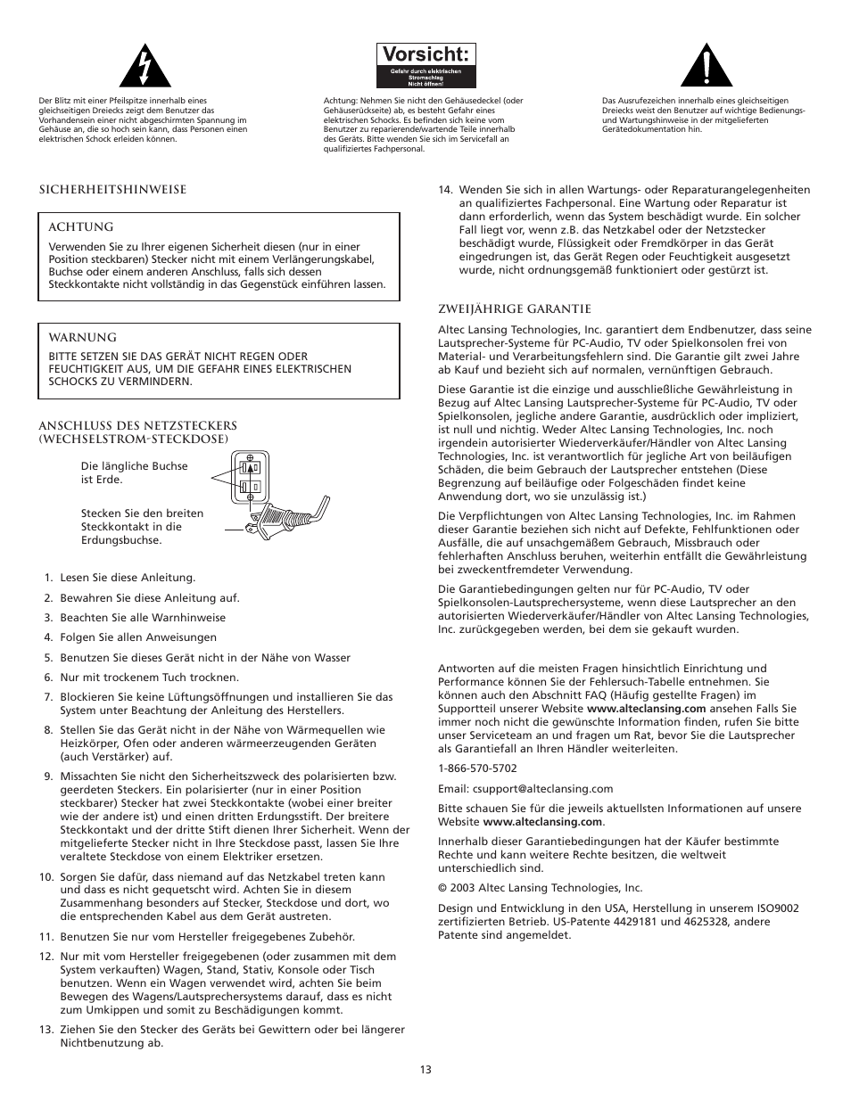 Altec Lansing CS21 User Manual | Page 15 / 44