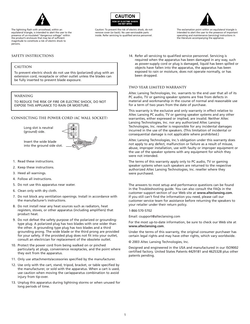 Altec Lansing CS21 User Manual | Page 3 / 44