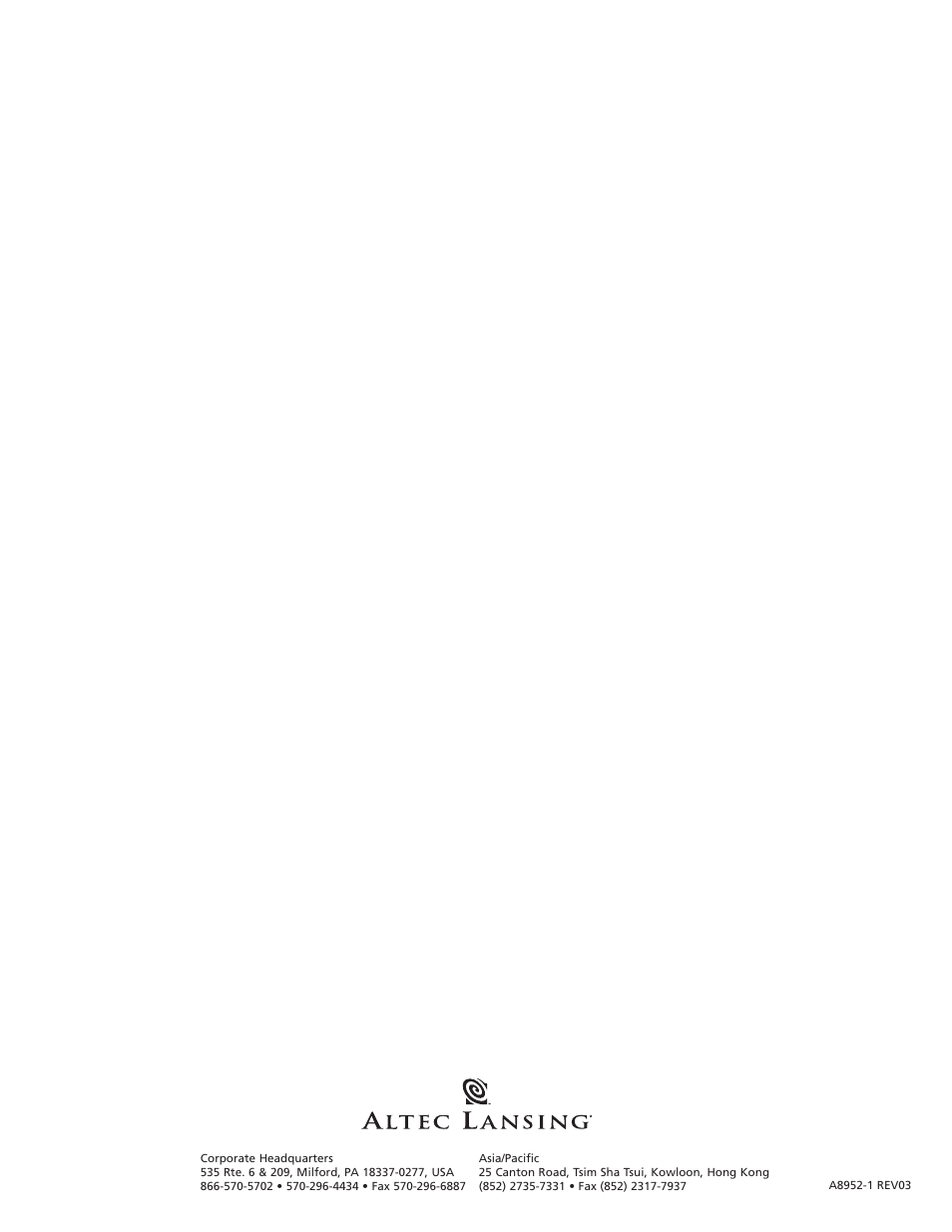 Altec Lansing CS21 User Manual | Page 44 / 44