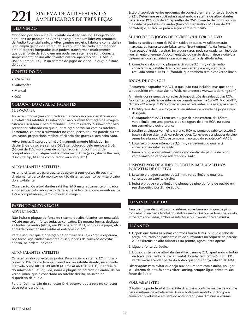 Altec Lansing 221 User Manual | Page 15 / 18