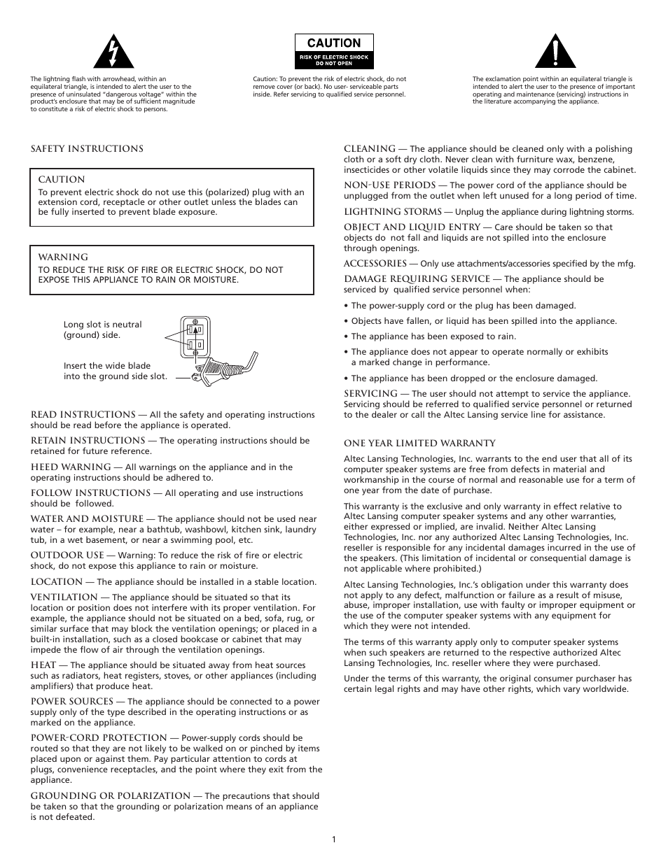 Altec Lansing 221 User Manual | Page 2 / 18