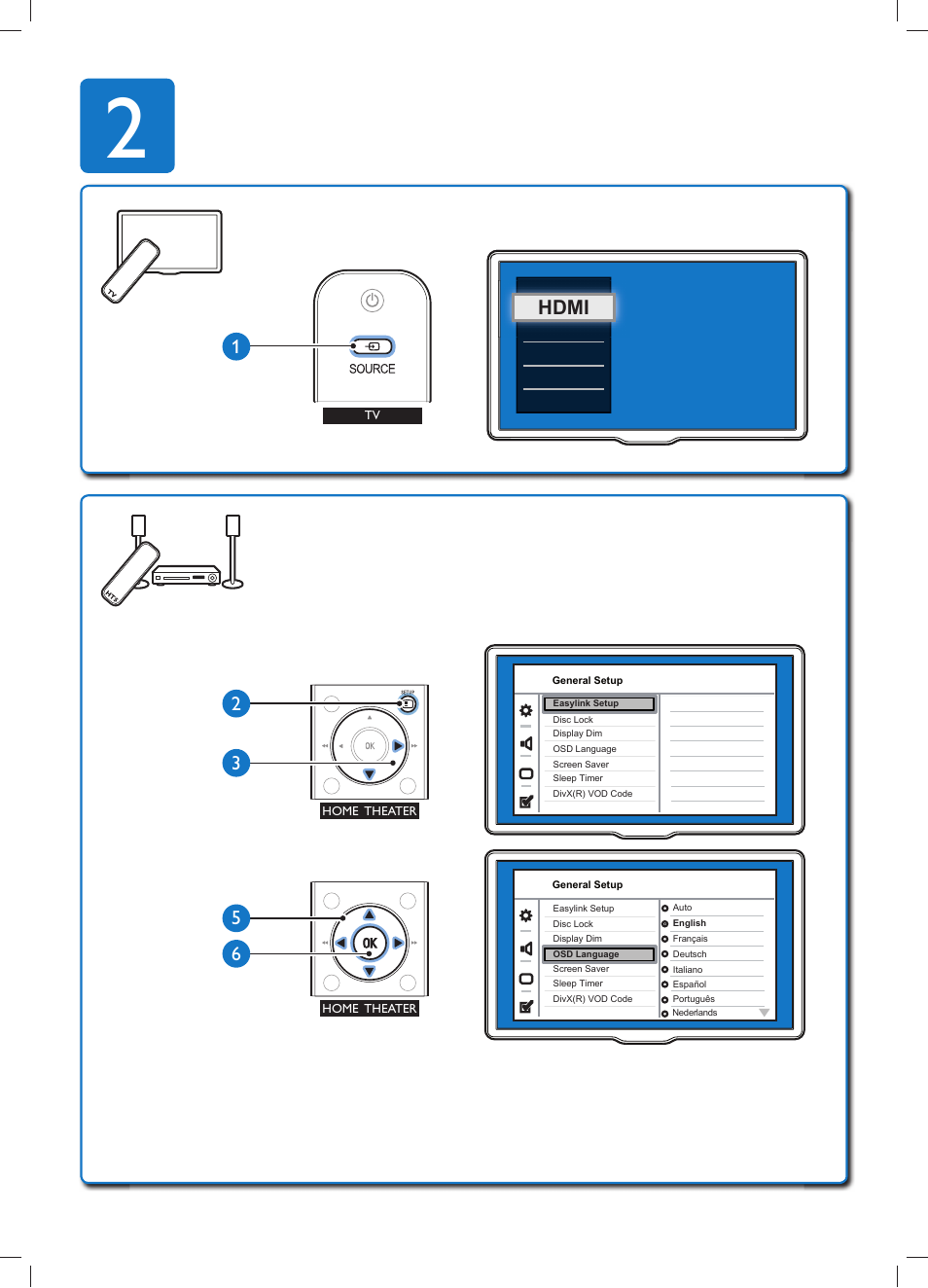 Hdmi 1 | Philips Sistema de cine en casa 5.1 User Manual | Page 6 / 8