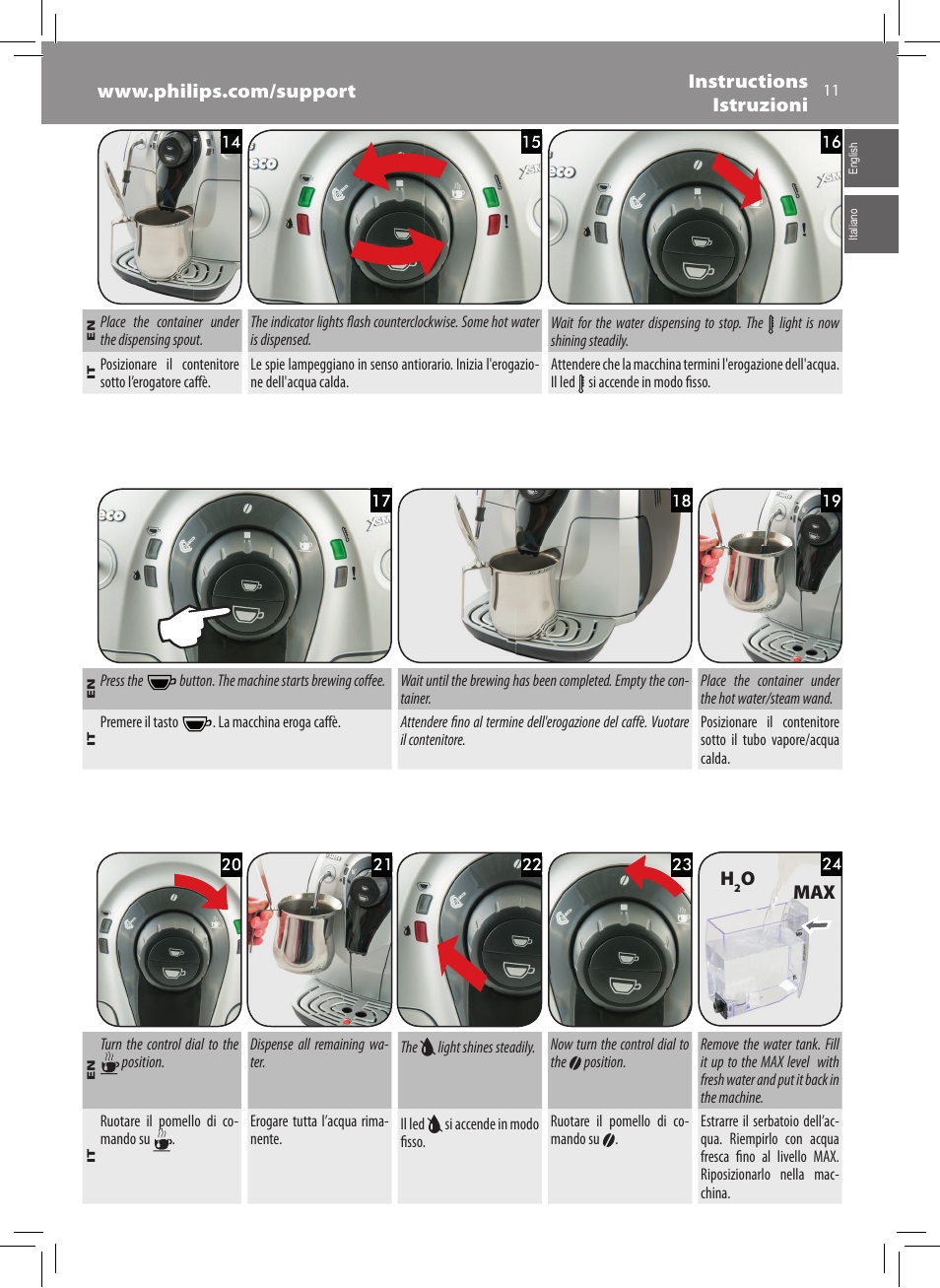 Omax | Philips Saeco Xsmall Cafetera expreso súper automática User Manual | Page 11 / 68