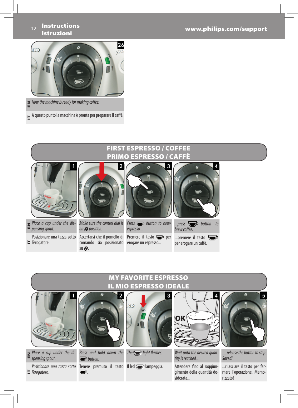 Philips Saeco Xsmall Cafetera expreso súper automática User Manual | Page 12 / 68