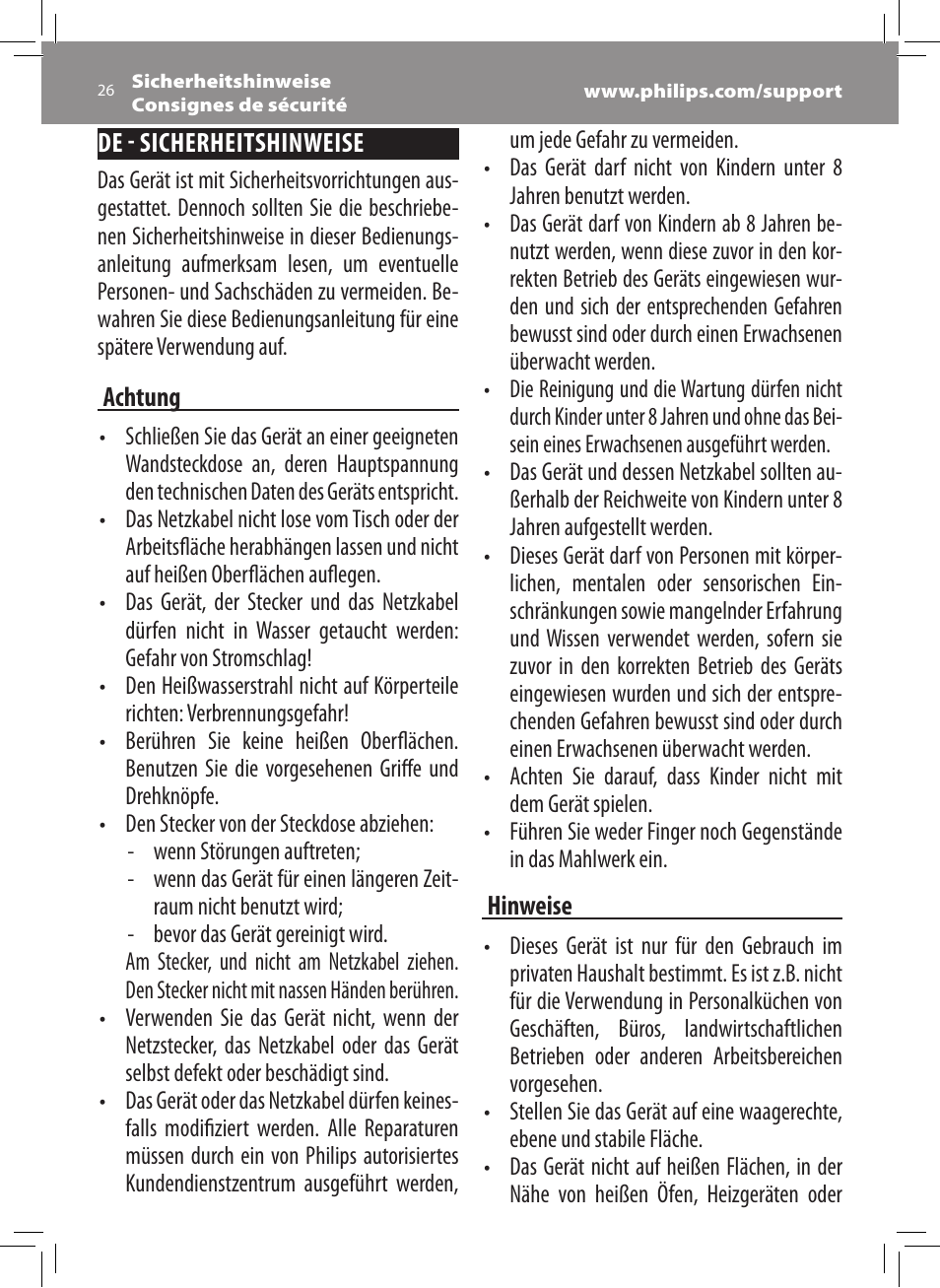 Philips Saeco Xsmall Cafetera expreso súper automática User Manual | Page 26 / 68