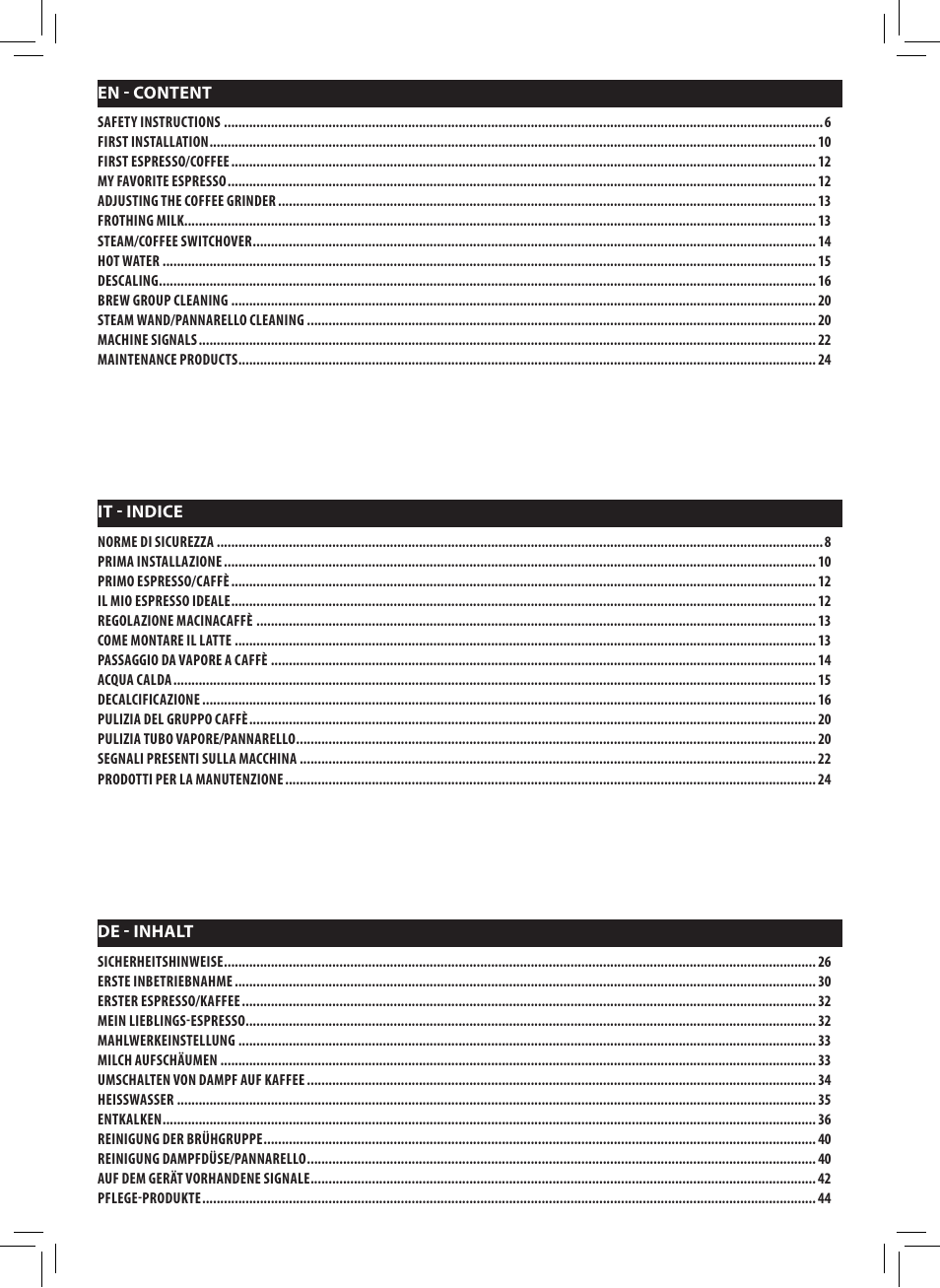 Philips Saeco Xsmall Cafetera expreso súper automática User Manual | Page 4 / 68