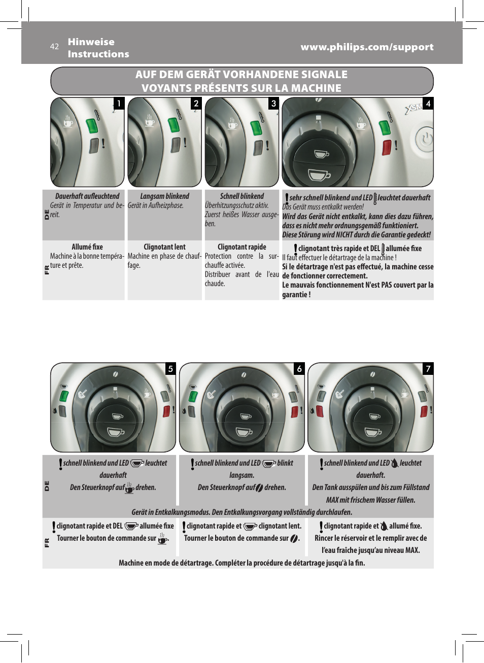 Philips Saeco Xsmall Cafetera expreso súper automática User Manual | Page 42 / 68