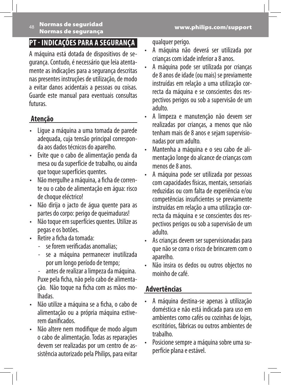 Philips Saeco Xsmall Cafetera expreso súper automática User Manual | Page 48 / 68