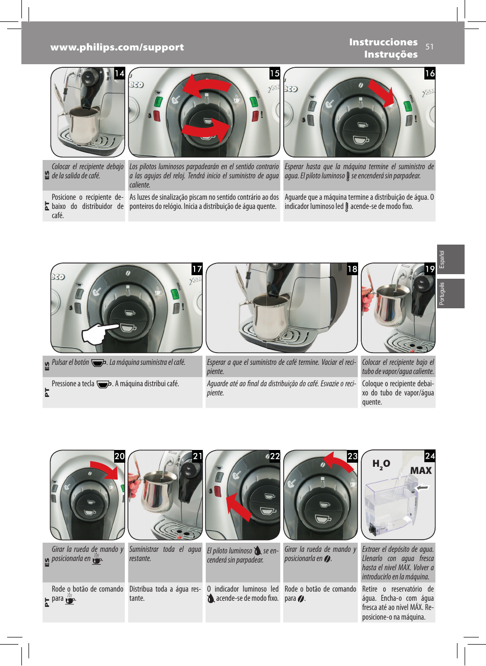 Omax | Philips Saeco Xsmall Cafetera expreso súper automática User Manual | Page 51 / 68