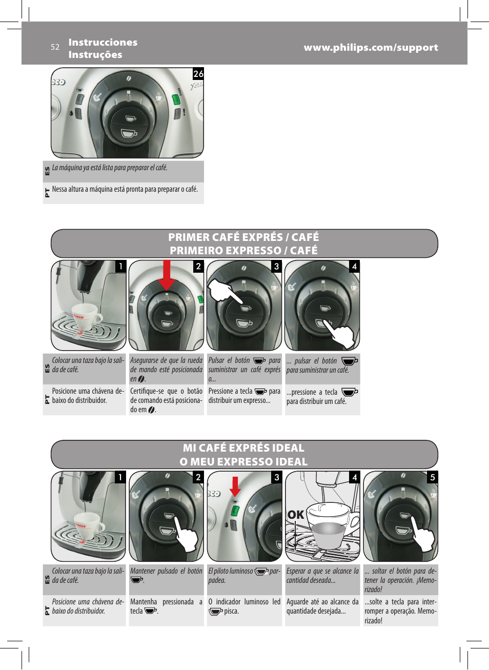 Philips Saeco Xsmall Cafetera expreso súper automática User Manual | Page 52 / 68