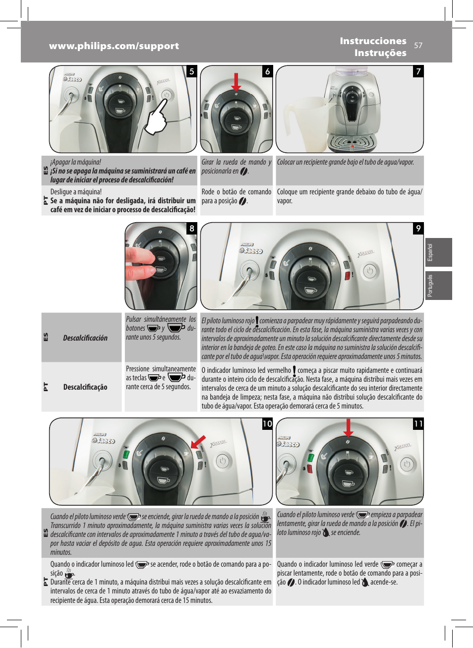 Philips Saeco Xsmall Cafetera expreso súper automática User Manual | Page 57 / 68
