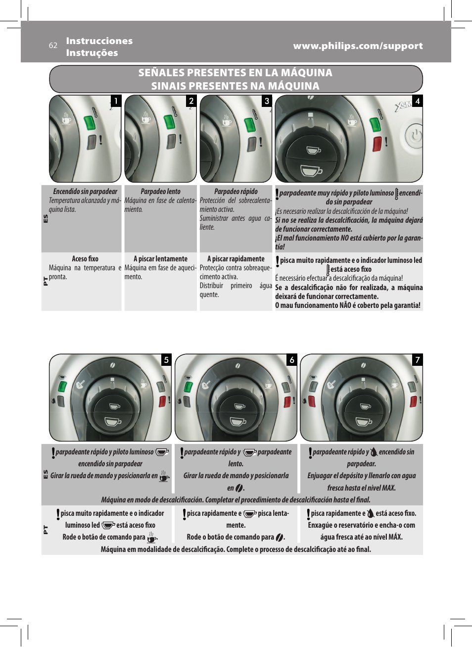 Philips Saeco Xsmall Cafetera expreso súper automática User Manual | Page 62 / 68