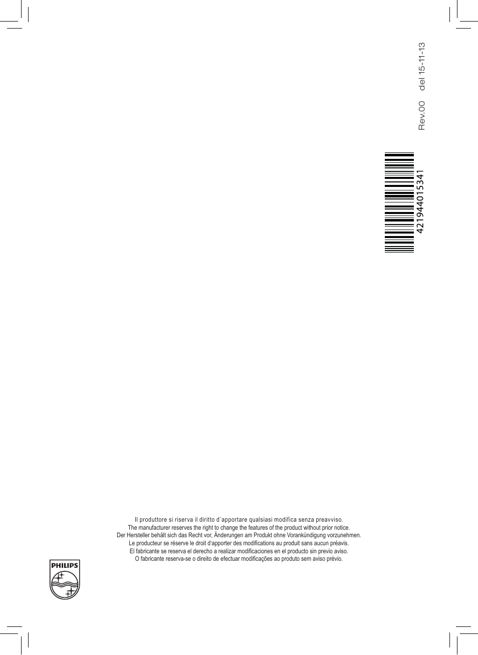 Philips Saeco Xsmall Cafetera expreso súper automática User Manual | Page 68 / 68
