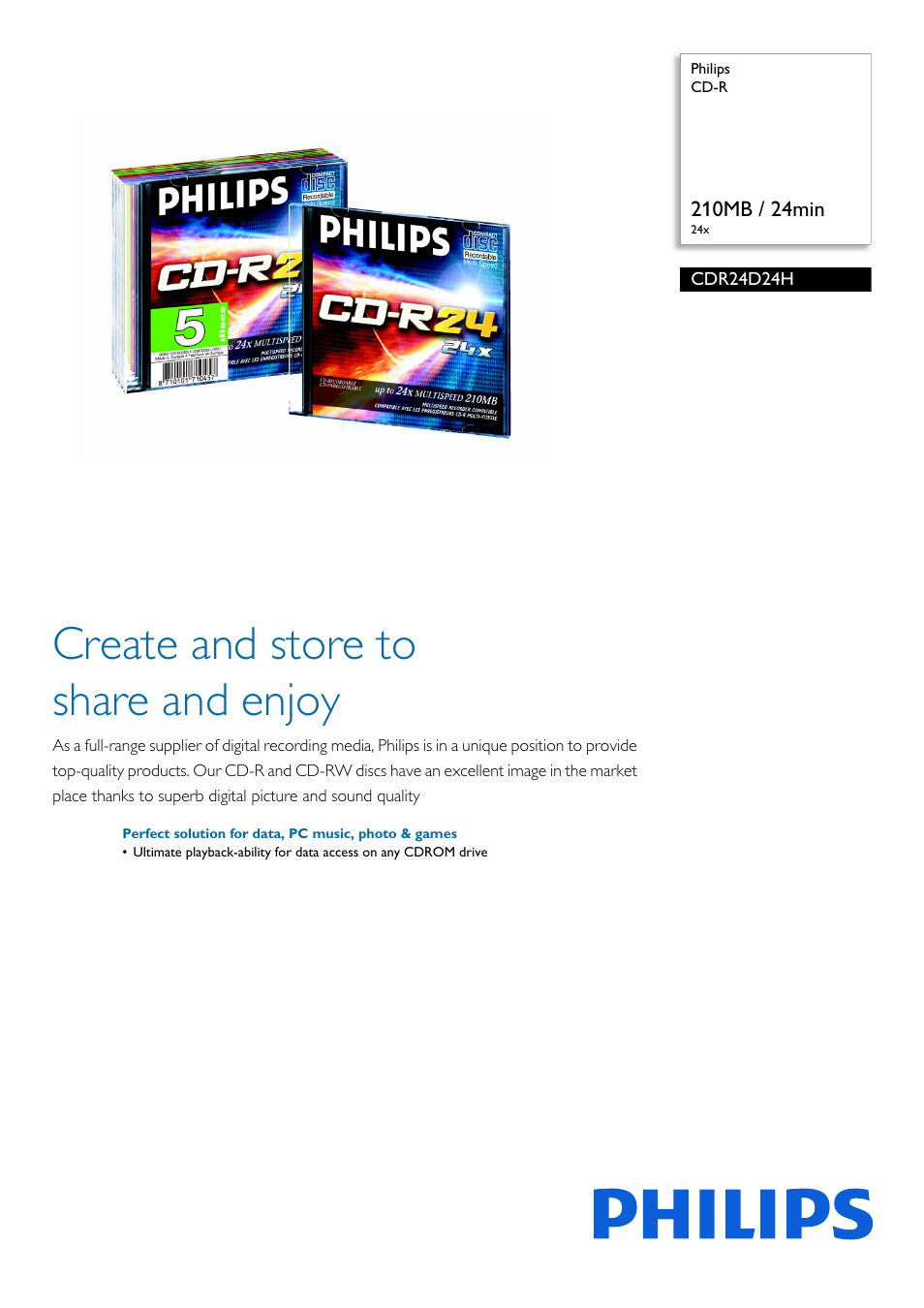 Philips CDR24D24H User Manual | 2 pages