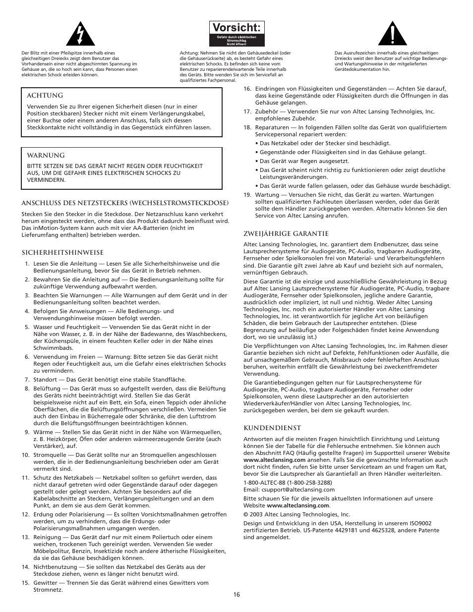 Altec Lansing VS2120 User Manual | Page 18 / 33