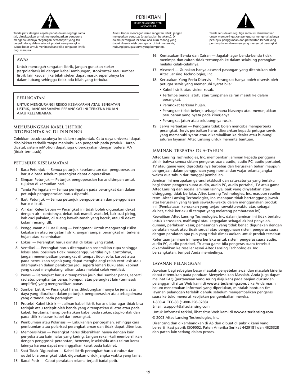 Altec Lansing VS2120 User Manual | Page 21 / 33