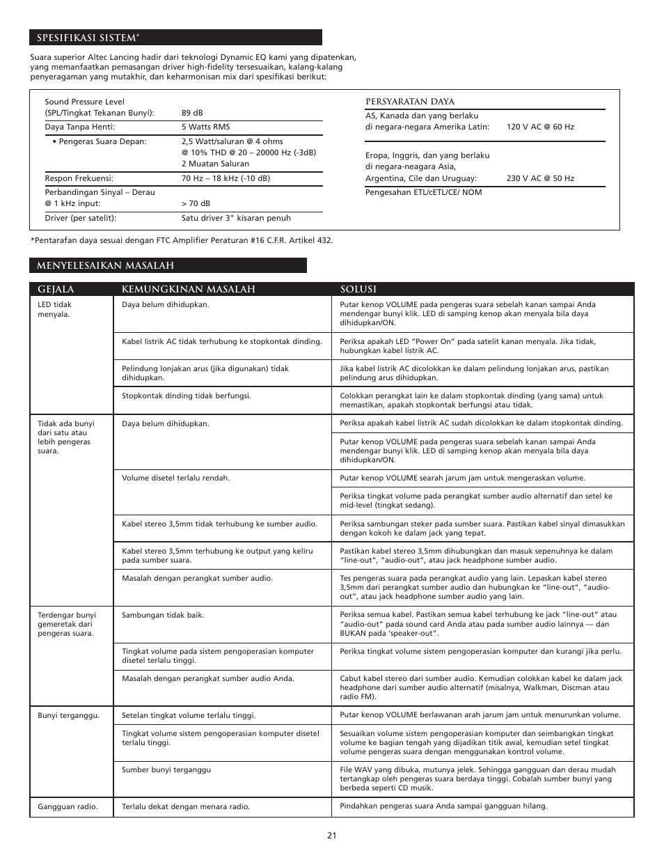 Altec Lansing VS2120 User Manual | Page 23 / 33