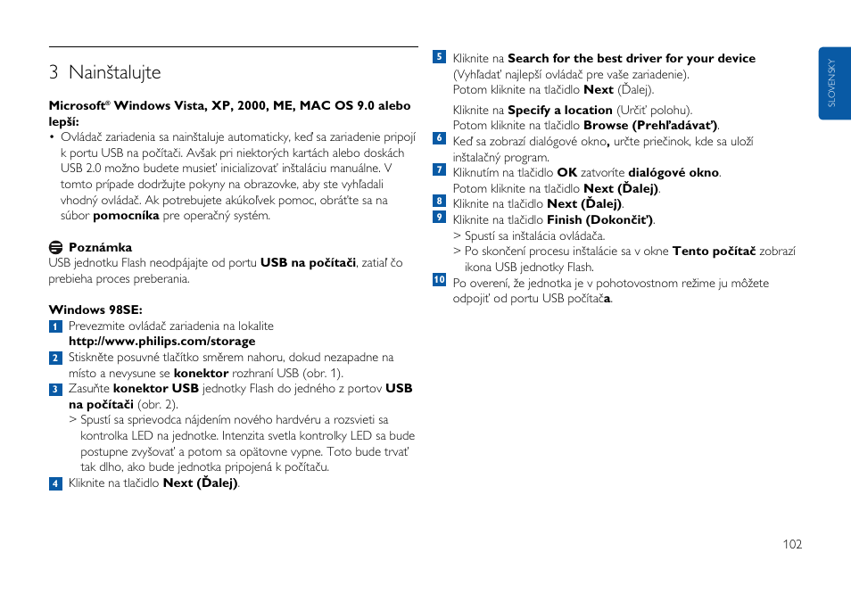 3 nainštalujte | Philips FMxxFD25B/00 User Manual | Page 102 / 130