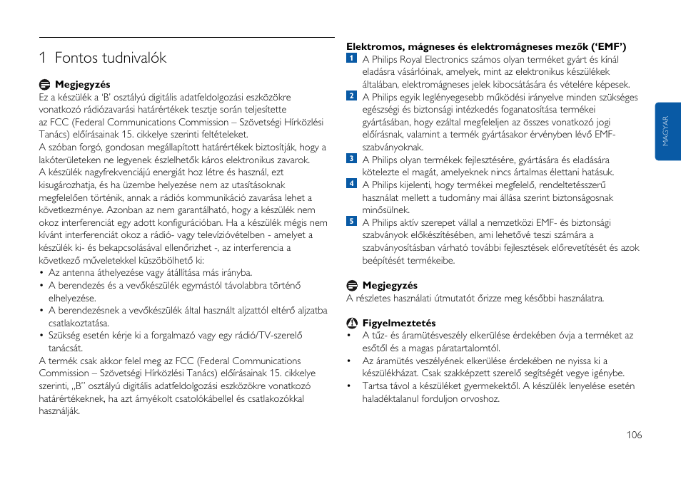 Kattintson ide, 1 fontos tudnivalók | Philips FMxxFD25B/00 User Manual | Page 106 / 130