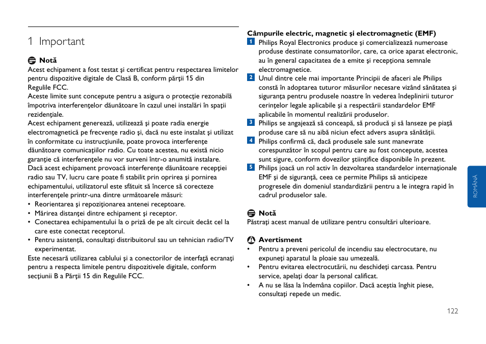 Face\i clic aici, 1 important | Philips FMxxFD25B/00 User Manual | Page 122 / 130