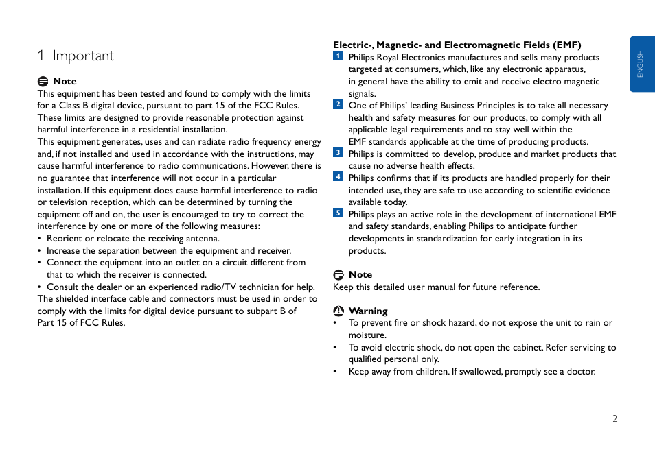 Click here, 1 important | Philips FMxxFD25B/00 User Manual | Page 2 / 130