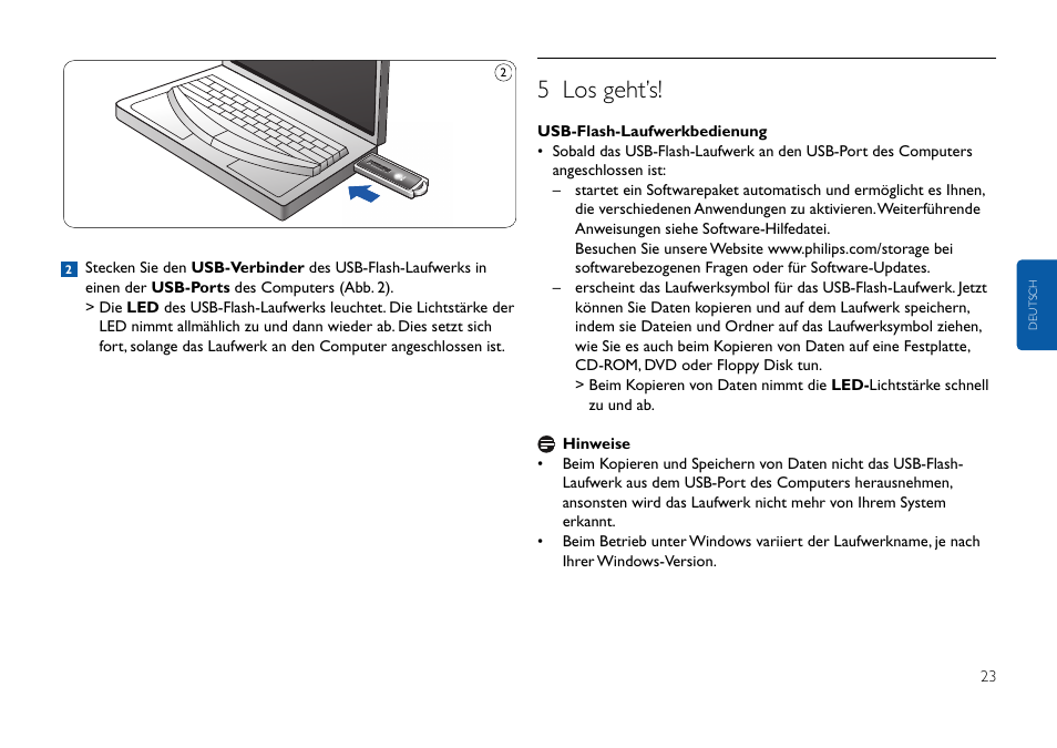 5 los geht’s | Philips FMxxFD25B/00 User Manual | Page 23 / 130