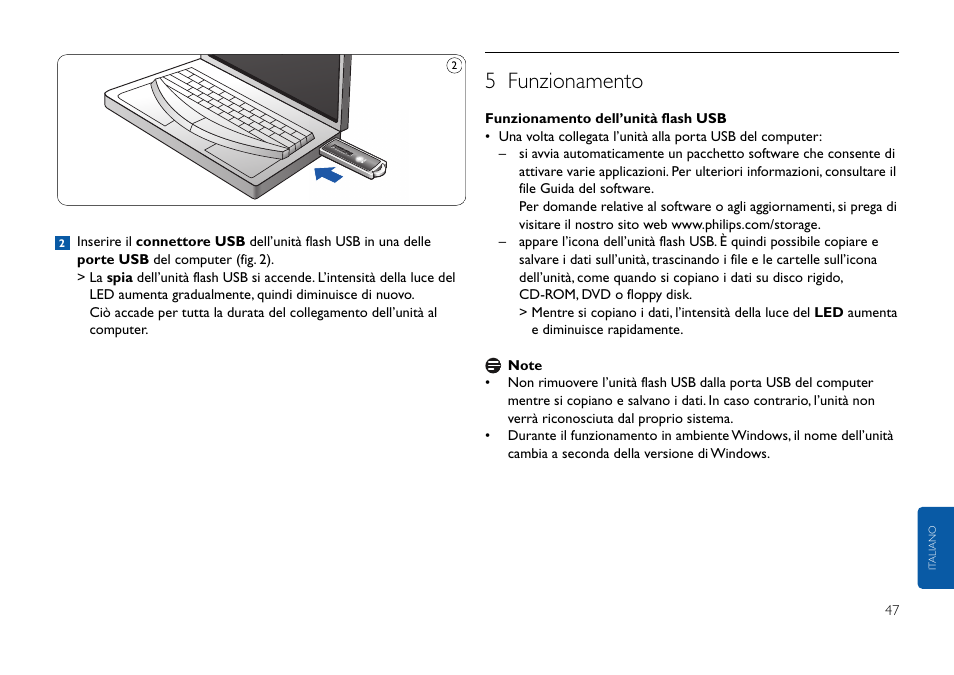 5 funzionamento | Philips FMxxFD25B/00 User Manual | Page 47 / 130