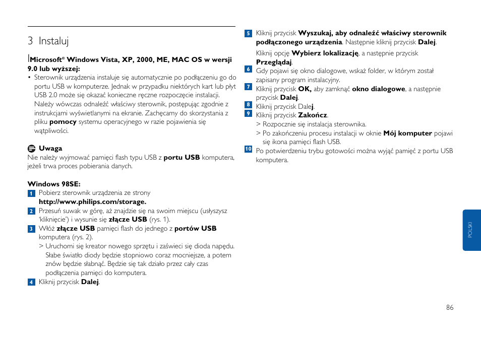 3 instaluj i | Philips FMxxFD25B/00 User Manual | Page 86 / 130