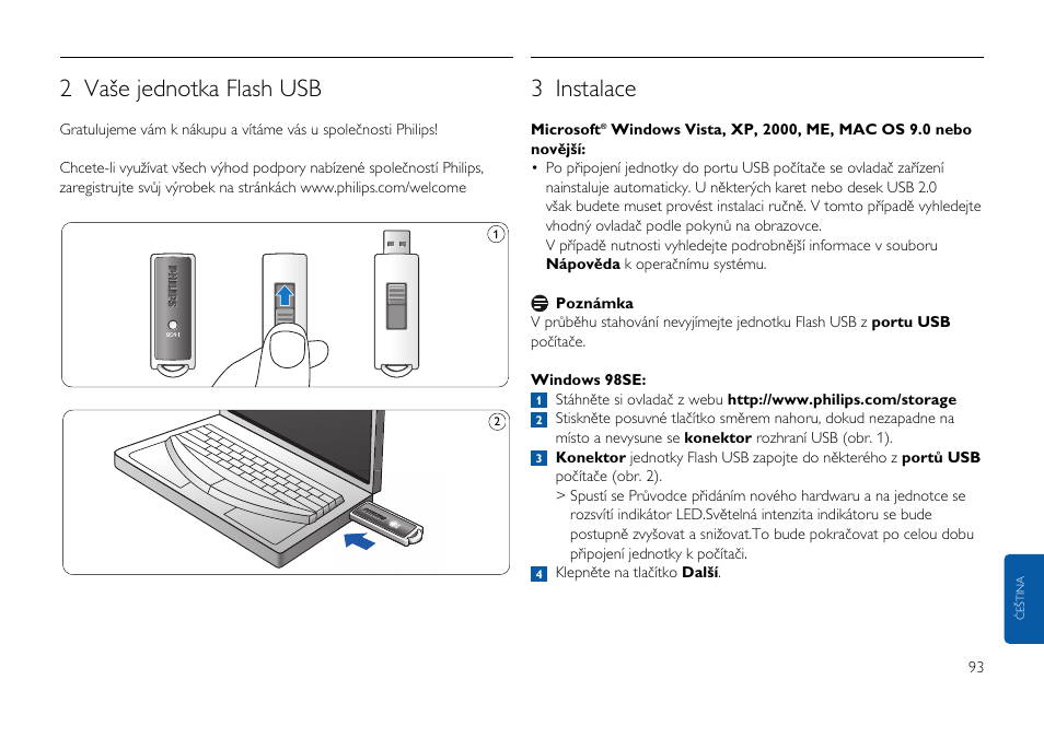 2 vaše jednotka flash usb, 3 instalace | Philips FMxxFD25B/00 User Manual | Page 93 / 130