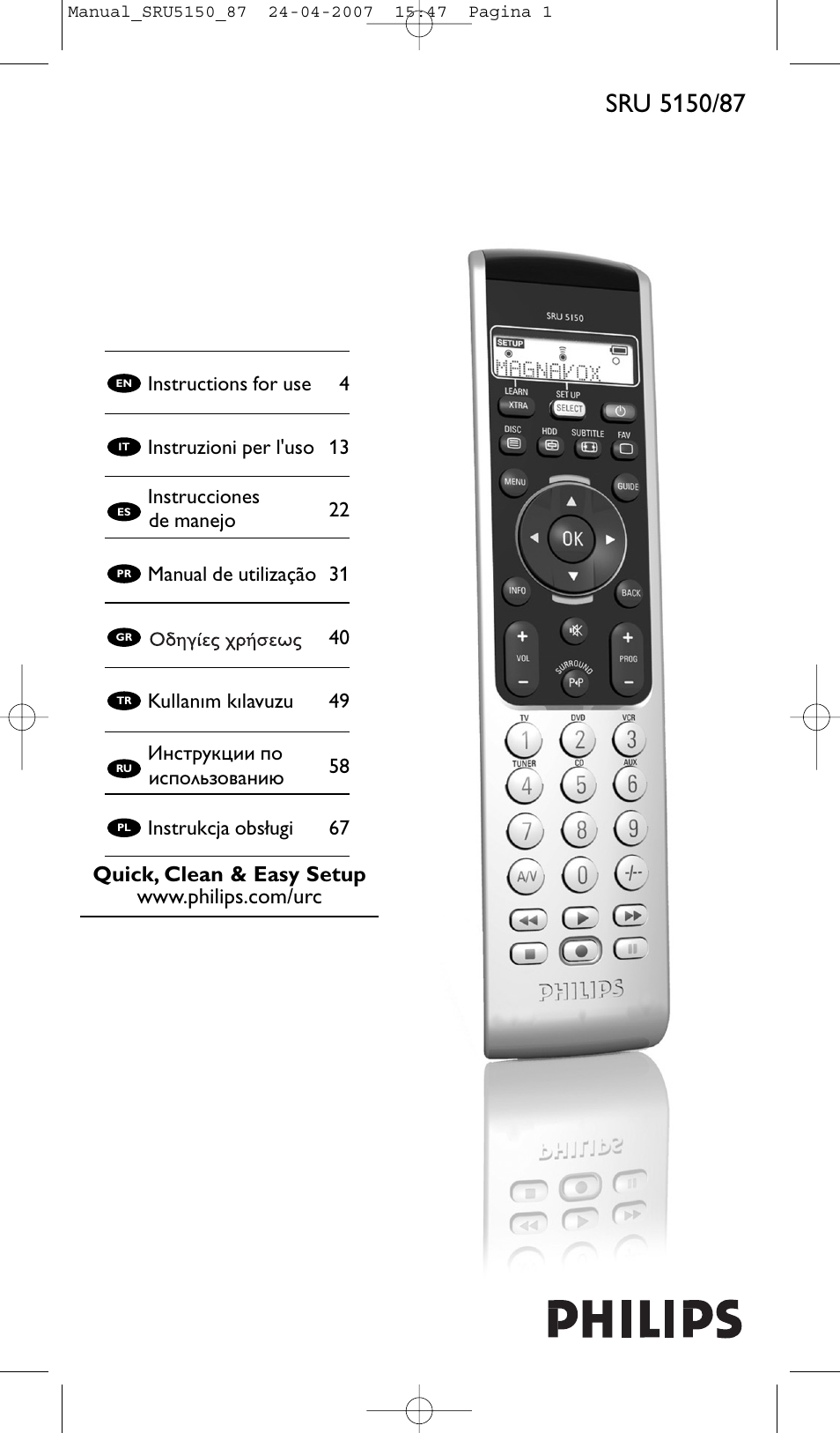 Philips Mando a distancia universal User Manual | 80 pages