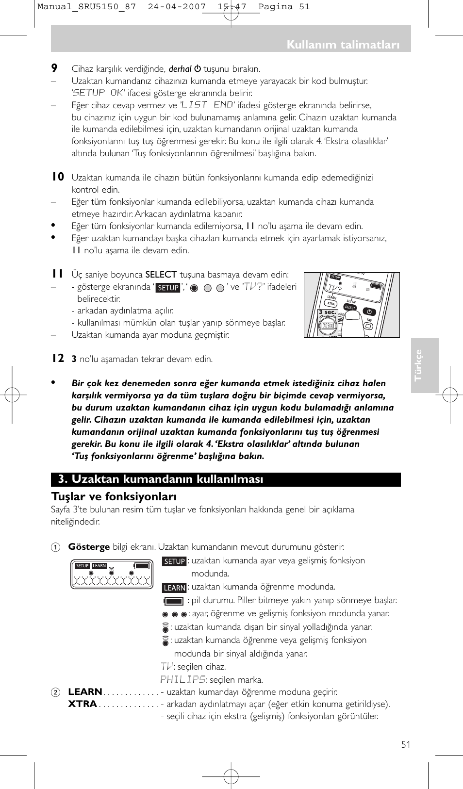 Kullanım talimatları | Philips Mando a distancia universal User Manual | Page 51 / 80