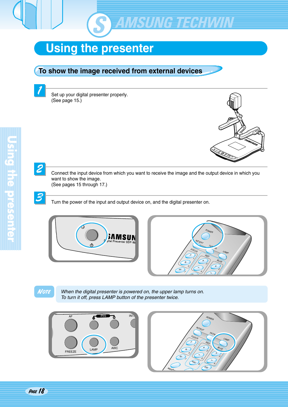 Sdp-950, Using the presenter | Samsung SDP-950STA User Manual | Page 18 / 45