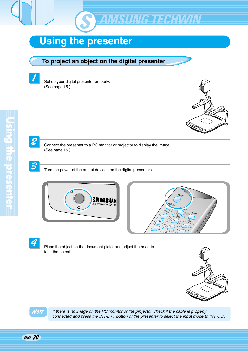 Sdp-950, Using the presenter | Samsung SDP-950STA User Manual | Page 20 / 45