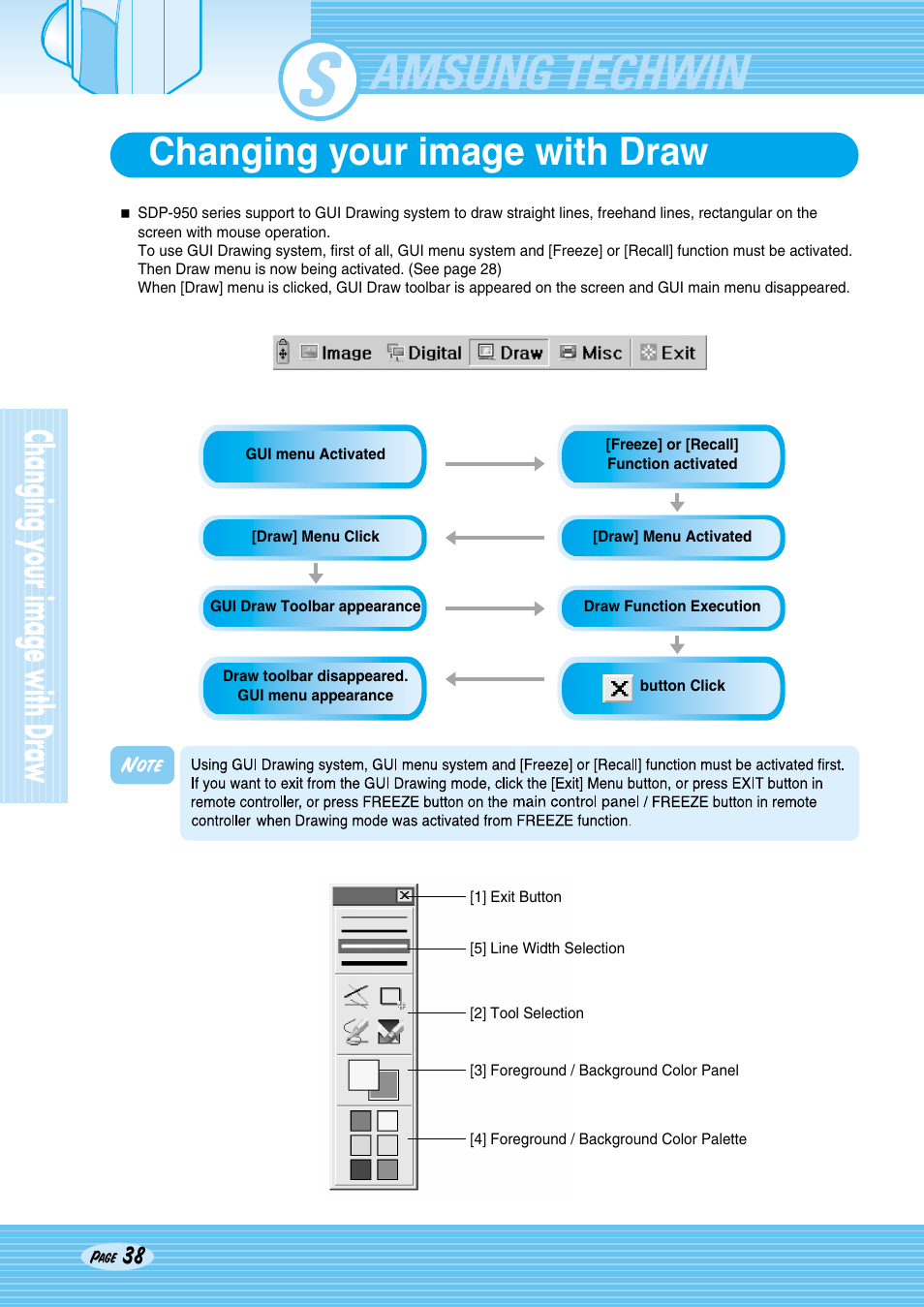 Sdp-950, Changing your image with draw | Samsung SDP-950STA User Manual | Page 38 / 45