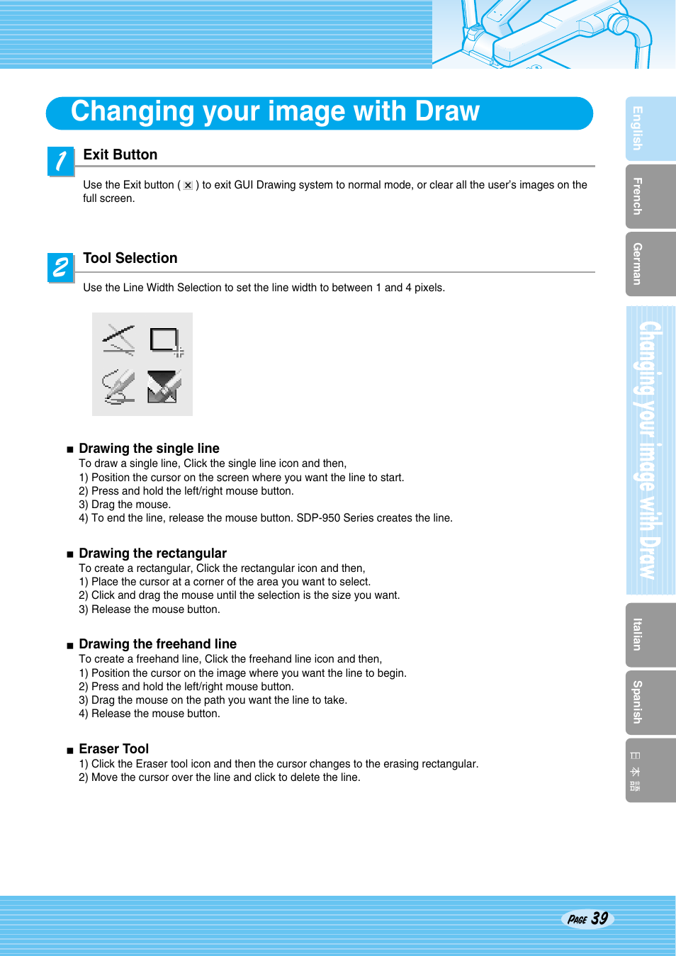 Changing your image with draw | Samsung SDP-950STA User Manual | Page 39 / 45