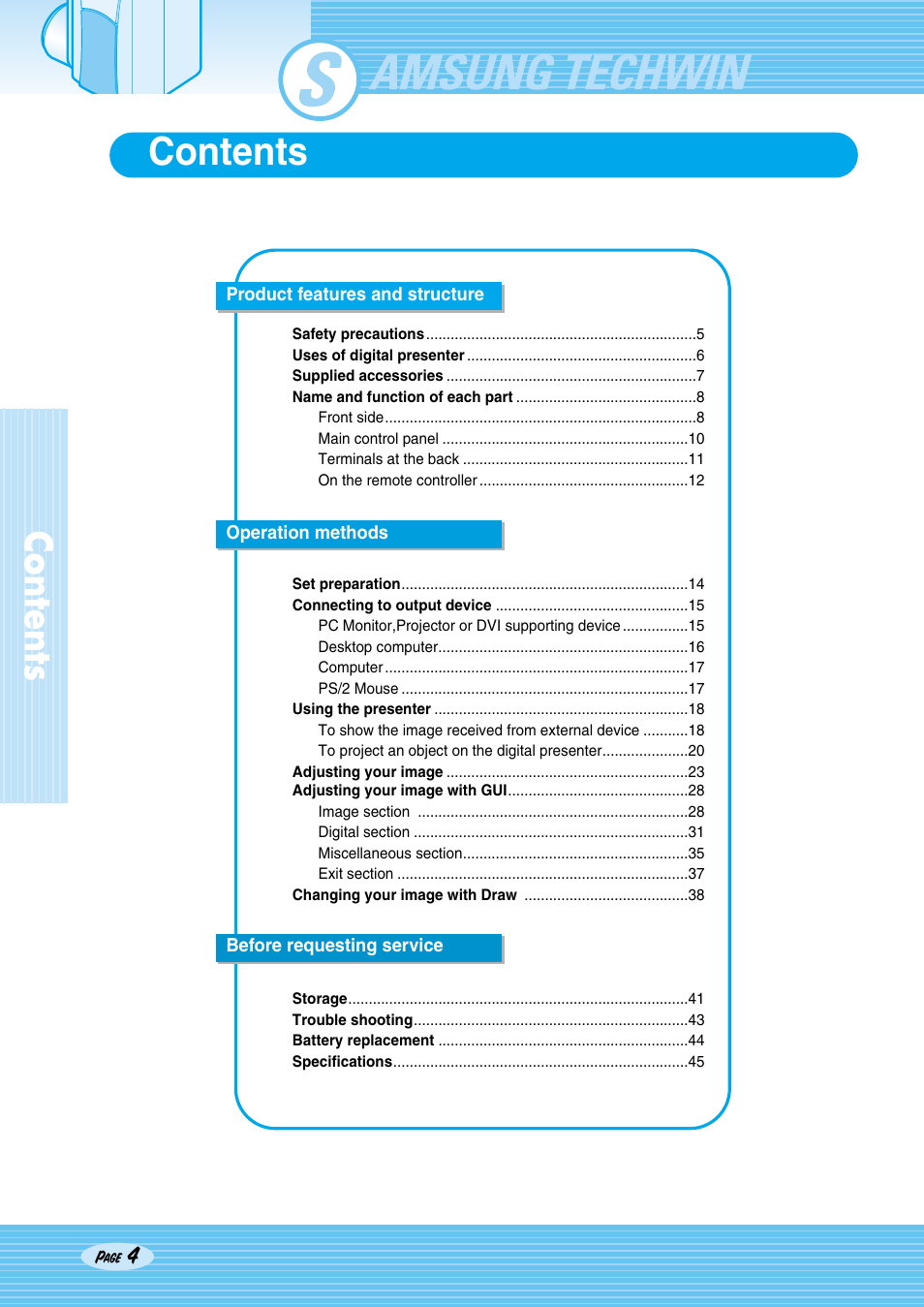 Samsung SDP-950STA User Manual | Page 4 / 45