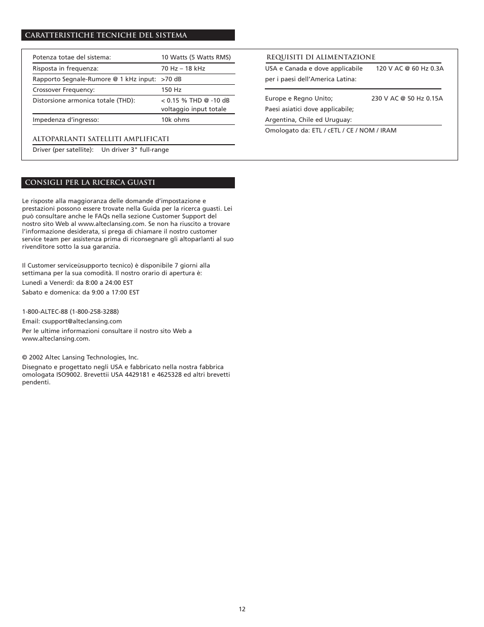 Altec Lansing 220 User Manual | Page 12 / 18