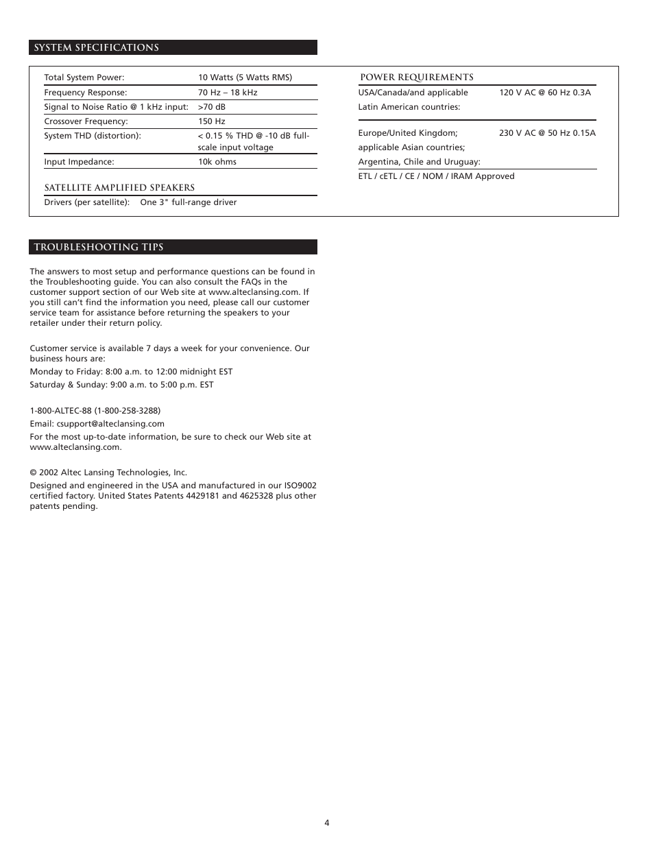 Altec Lansing 220 User Manual | Page 4 / 18