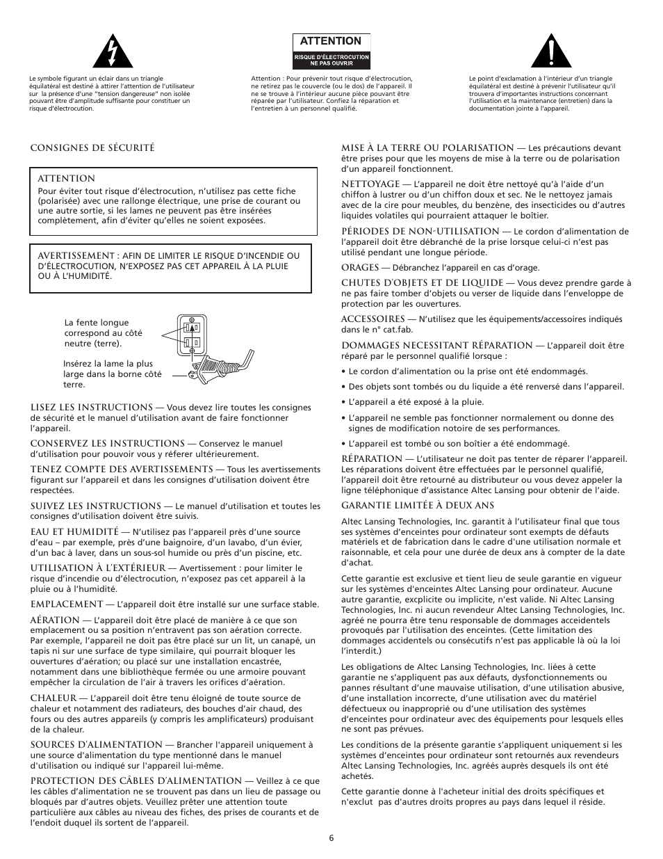 Altec Lansing 220 User Manual | Page 6 / 18
