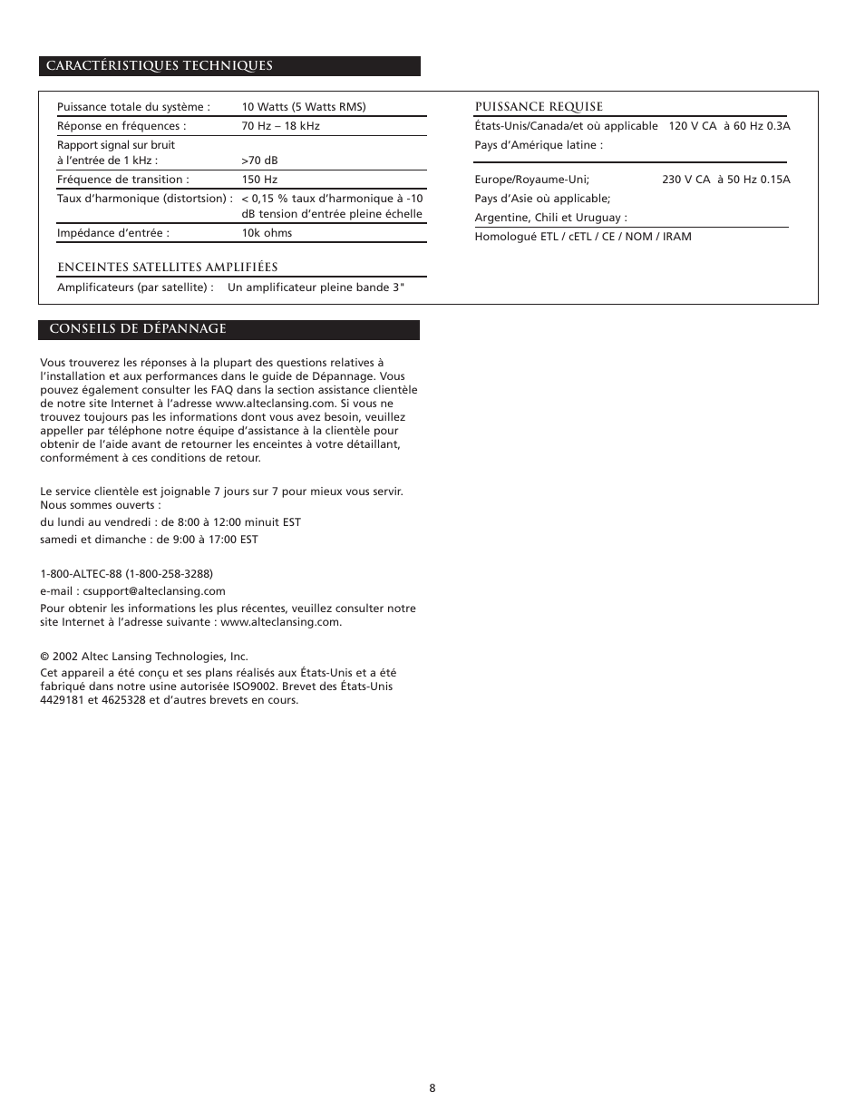 Altec Lansing 220 User Manual | Page 8 / 18